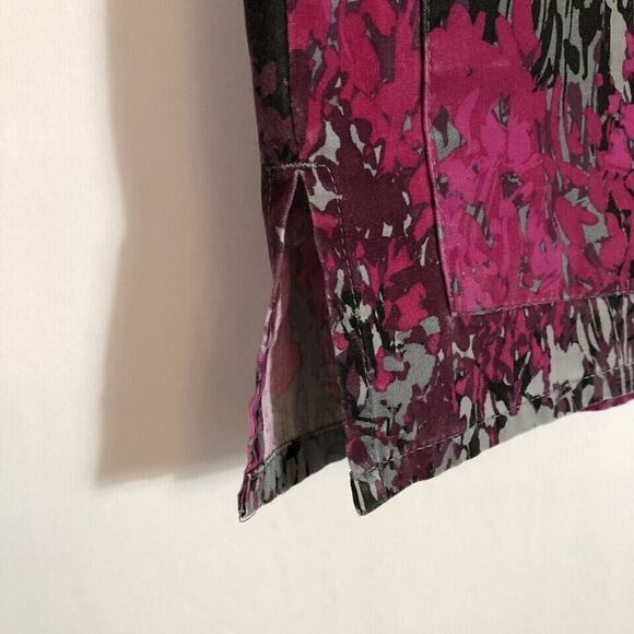 Landau Womens Scrub Top Size Small Pink Gray Black Floral Snap Pockets - Picture 4 of 10